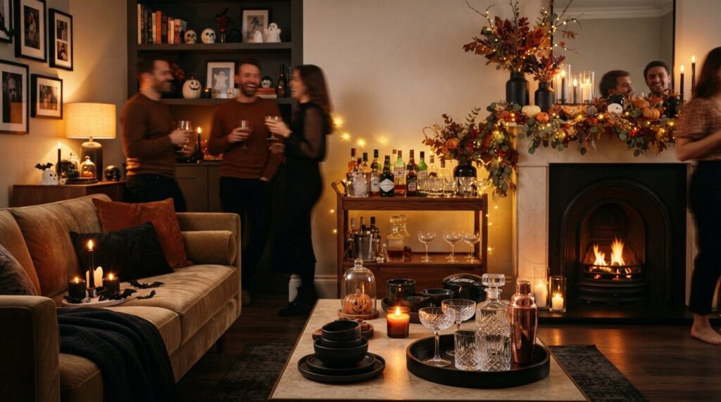 Stylish home party ambiance photograph showing a modern livi