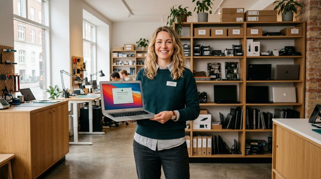 Portrait of a confident female IT technician in contemporary